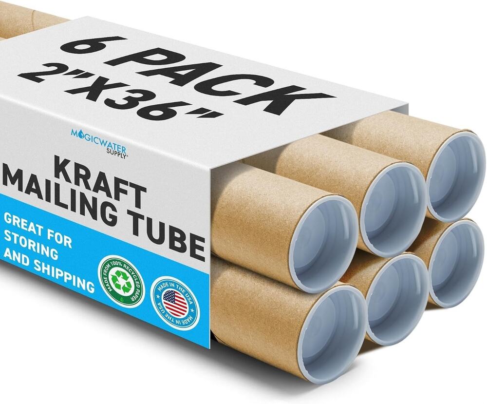 6PK Kraft Brown Mailing Shipping Tubes & Caps 2x36 Posters Crafts Documents NEW